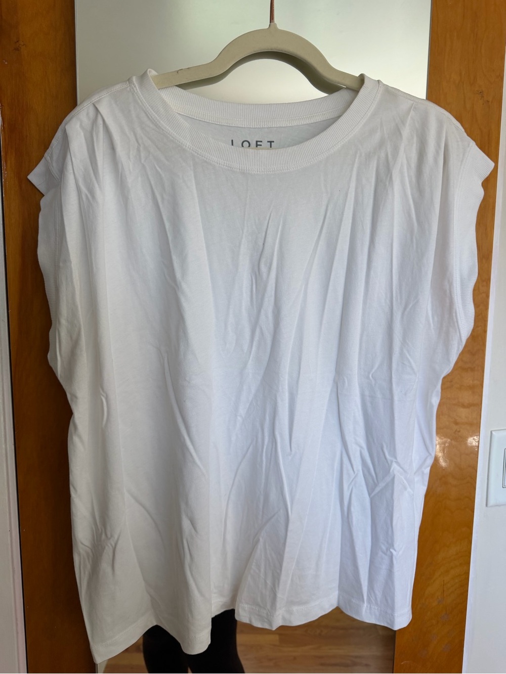 LOFT White Cap-Sleeve Cotton Tee
